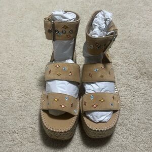 NEW RAG AND BONE Tara Sandals Espadrilles Dune Embroidery Size 9